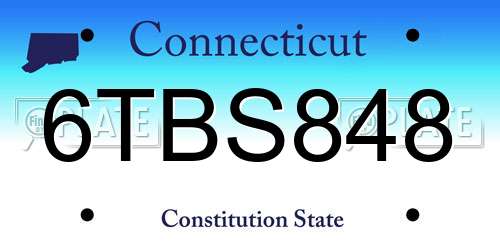 6TBS848 Connecticut License Plate