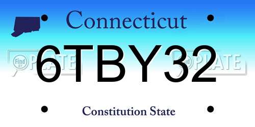 6TBY32 Connecticut License Plate