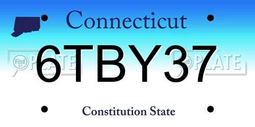 6TBY37 Connecticut License Plate