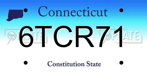 6TCR71 Connecticut License Plate