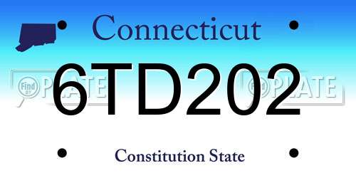 6TD202 Connecticut License Plate
