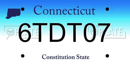 6TDT07 Connecticut License Plate