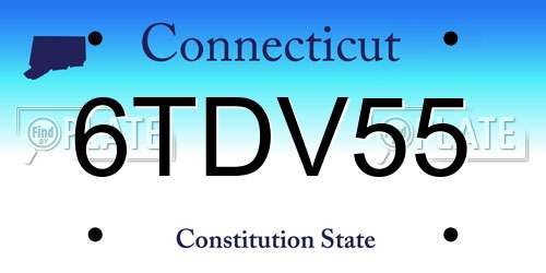 6TDV55 Connecticut License Plate