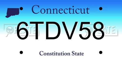 6TDV58 Connecticut License Plate