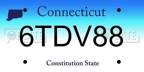 6TDV88 Connecticut License Plate
