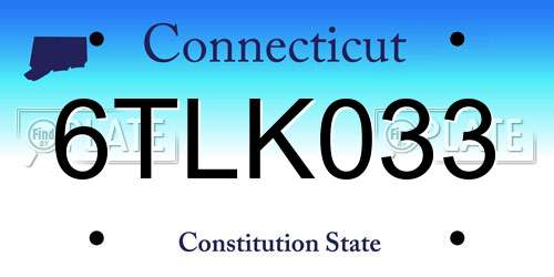 6TLK033 Connecticut License Plate