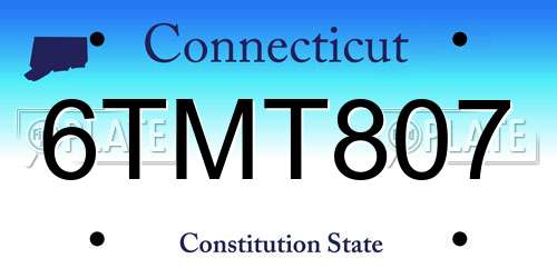 6TMT807 Connecticut License Plate