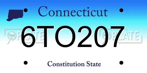 6TO207 Connecticut License Plate