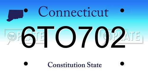 6TO702 Connecticut License Plate