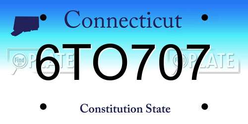 6TO707 Connecticut License Plate