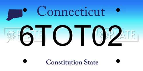 6TOT02 Connecticut License Plate