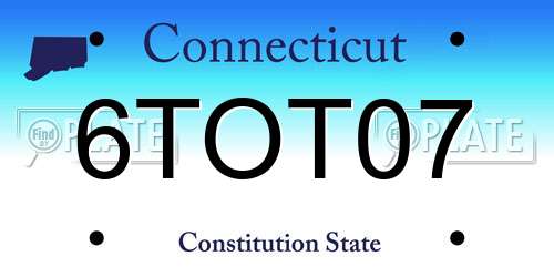 6TOT07 Connecticut License Plate