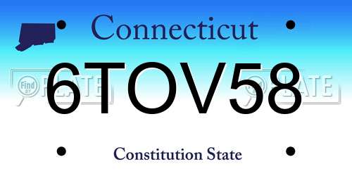 6TOV58 Connecticut License Plate
