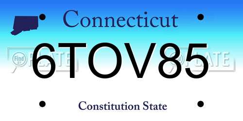 6TOV85 Connecticut License Plate