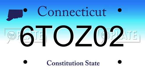 6TOZ02 Connecticut License Plate
