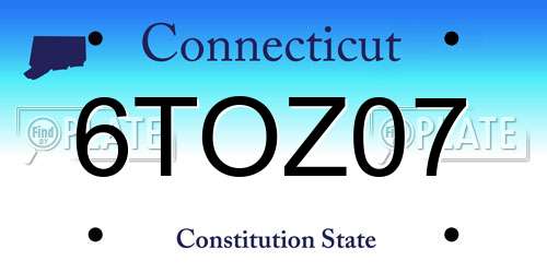6TOZ07 Connecticut License Plate
