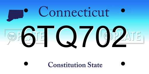 6TQ702 Connecticut License Plate