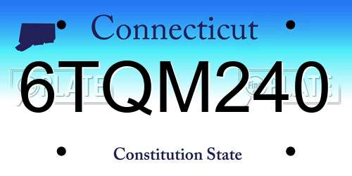 6TQM240 Connecticut License Plate