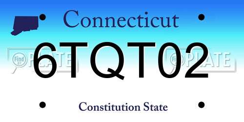 6TQT02 Connecticut License Plate
