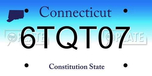 6TQT07 Connecticut License Plate