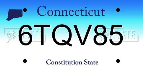 6TQV85 Connecticut License Plate