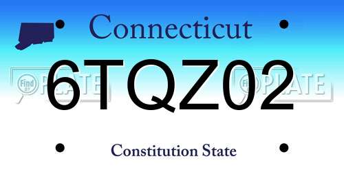 6TQZ02 Connecticut License Plate