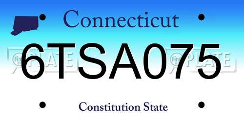 6TSA075 Connecticut License Plate