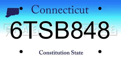 6TSB848 Connecticut License Plate