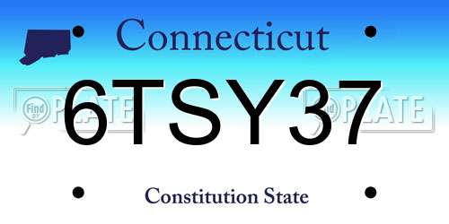 6TSY37 Connecticut License Plate