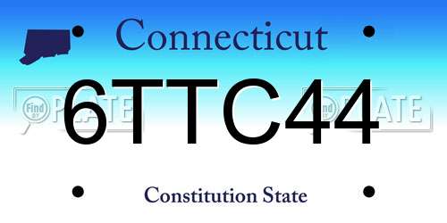 6TTC44 Connecticut License Plate