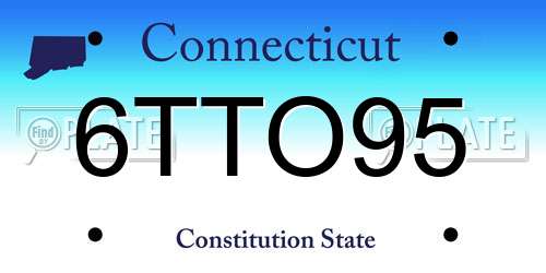 6TTO95 Connecticut License Plate