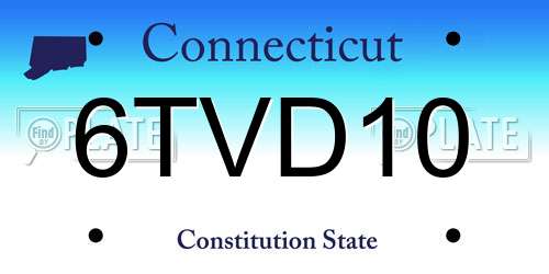 6TVD10 Connecticut License Plate