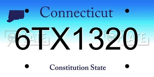 6TX1320 Connecticut License Plate