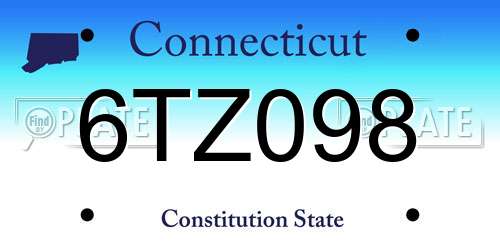 6TZ098 Connecticut License Plate