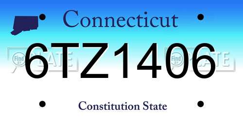6TZ1406 Connecticut License Plate
