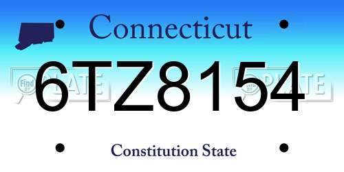 6TZ8154 Connecticut License Plate