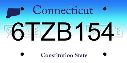 6TZB154 Connecticut License Plate