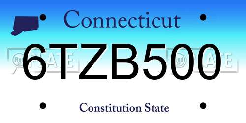 6TZB500 Connecticut License Plate
