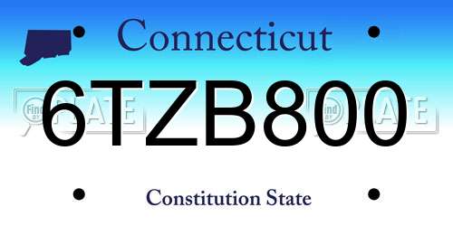 6TZB800 Connecticut License Plate