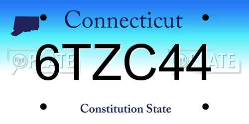 6TZC44 Connecticut License Plate