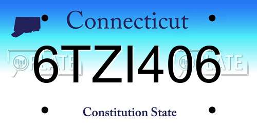 6TZI406 Connecticut License Plate