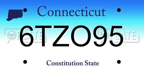 6TZO95 Connecticut License Plate