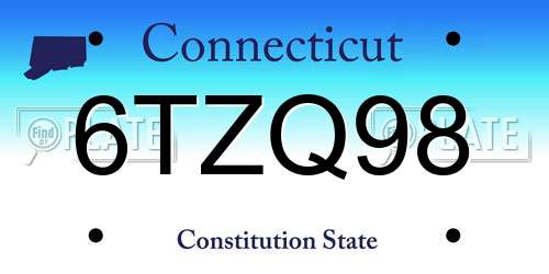 6TZQ98 Connecticut License Plate