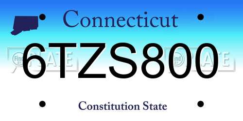 6TZS800 Connecticut License Plate