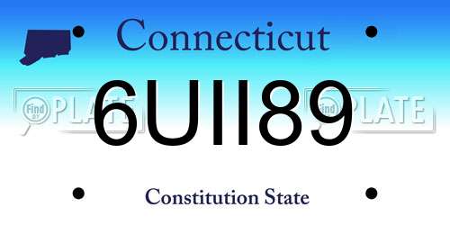 6UII89 Connecticut License Plate