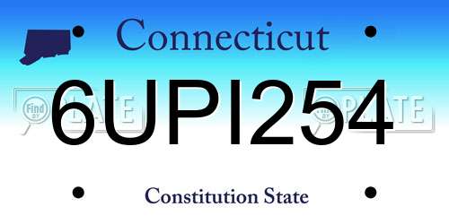 6UPI254 Connecticut License Plate