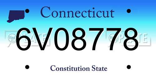 6V08778 Connecticut License Plate
