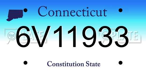 6V11933 Connecticut License Plate