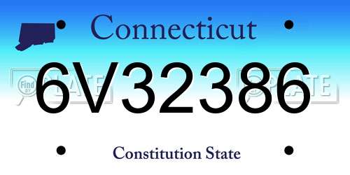 6V32386 Connecticut License Plate
