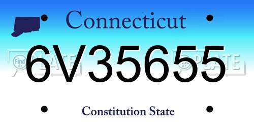 6V35655 Connecticut License Plate